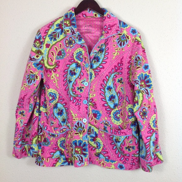 Nick & Nora Pink Paisley Classic Pajama Top - Picture 2 of 6